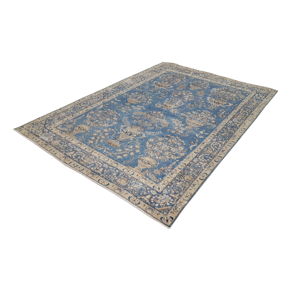 Fasa Antique Mashad 33990 Blue Blue Traditional Antique Rug