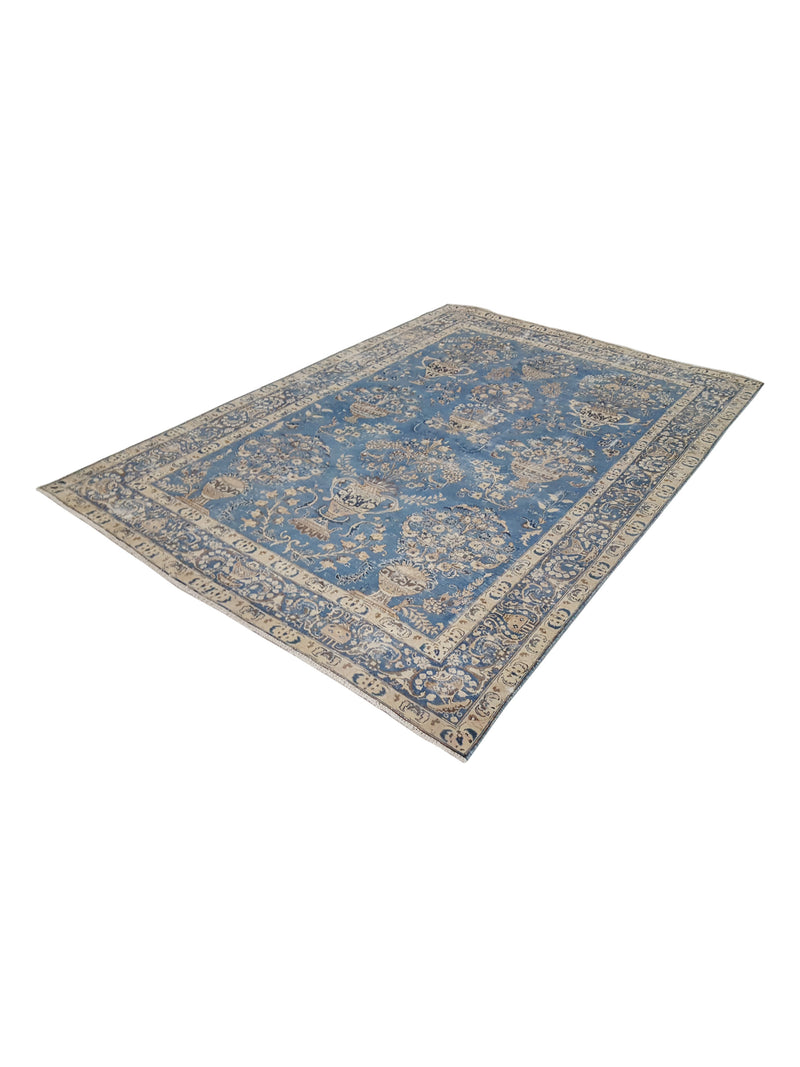 Fasa Antique Mashad 33990 Blue Blue Traditional Antique Rug
