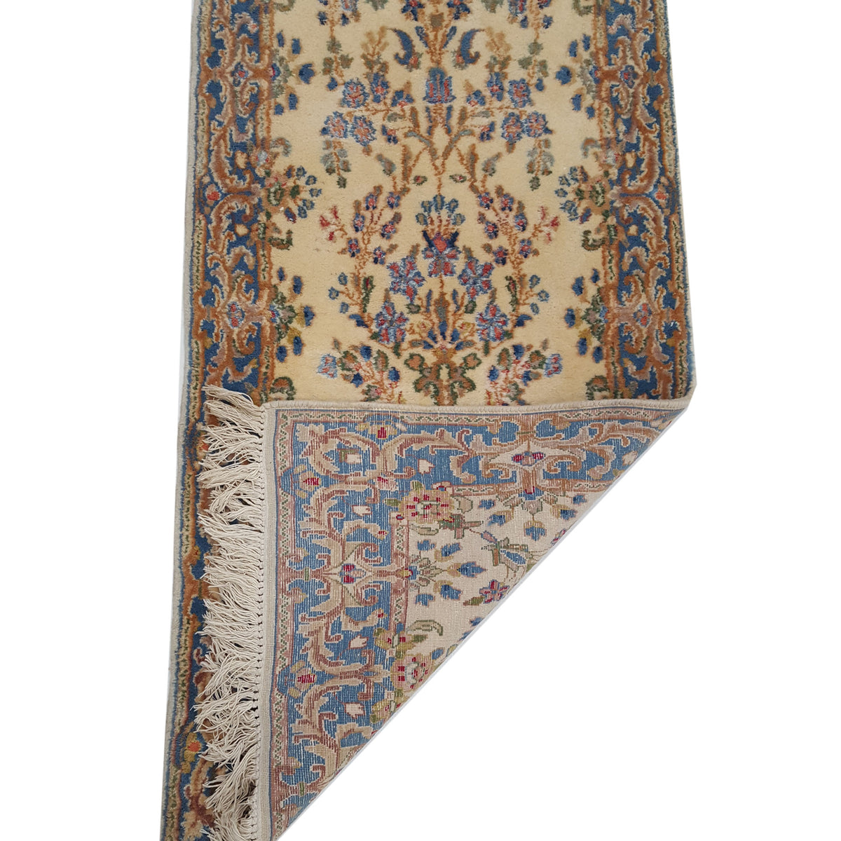 Fasa Antique Kerman 33999 Ivory Blue Traditional Antique Rug
