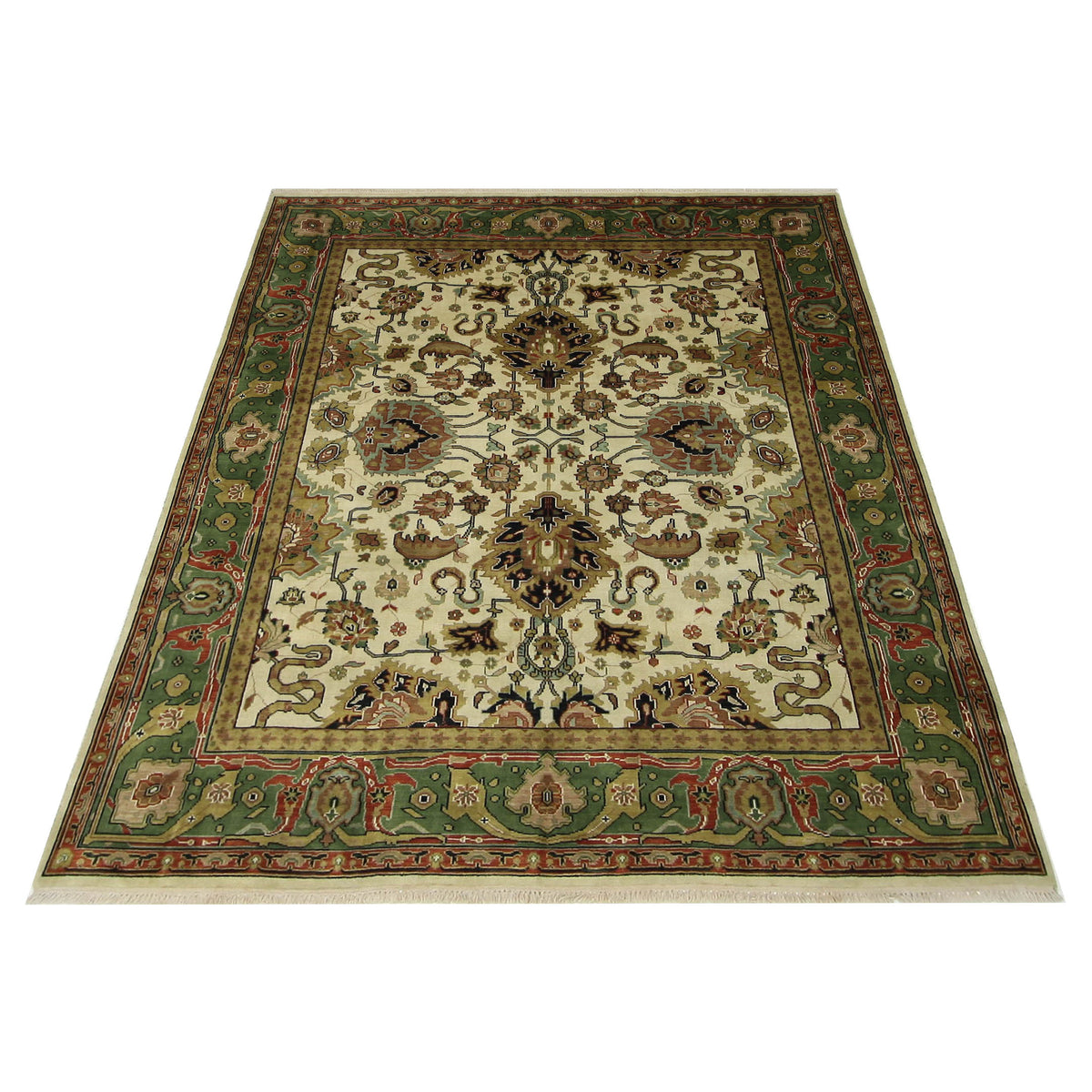 Pacific Tribal 34363 Ivory Green Traditional Hand Knotted Rug