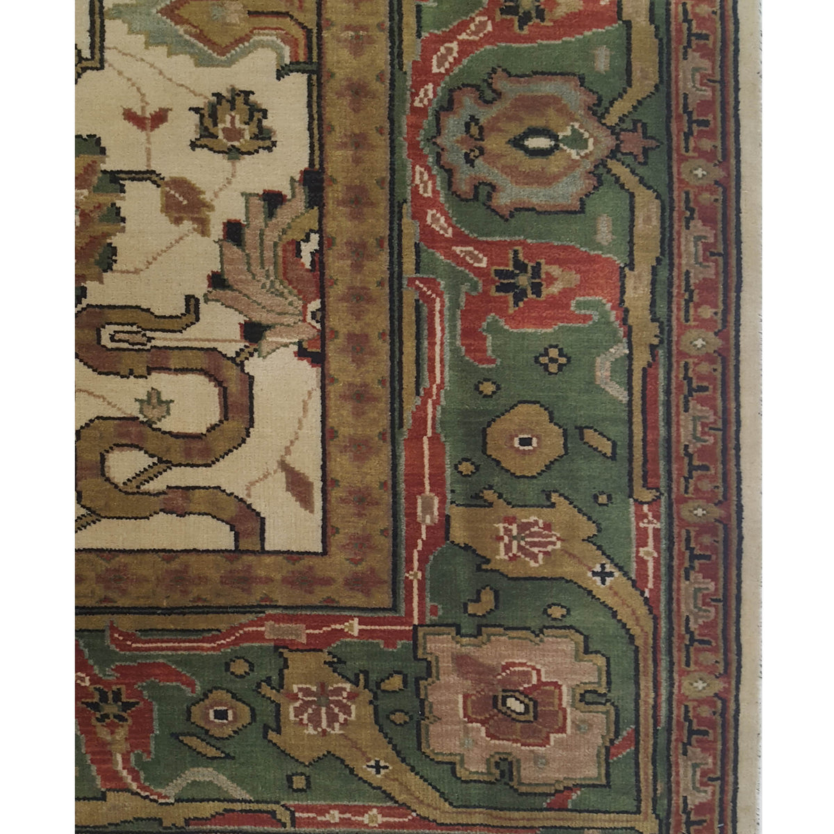 Pacific Tribal 34363 Ivory Green Traditional Hand Knotted Rug