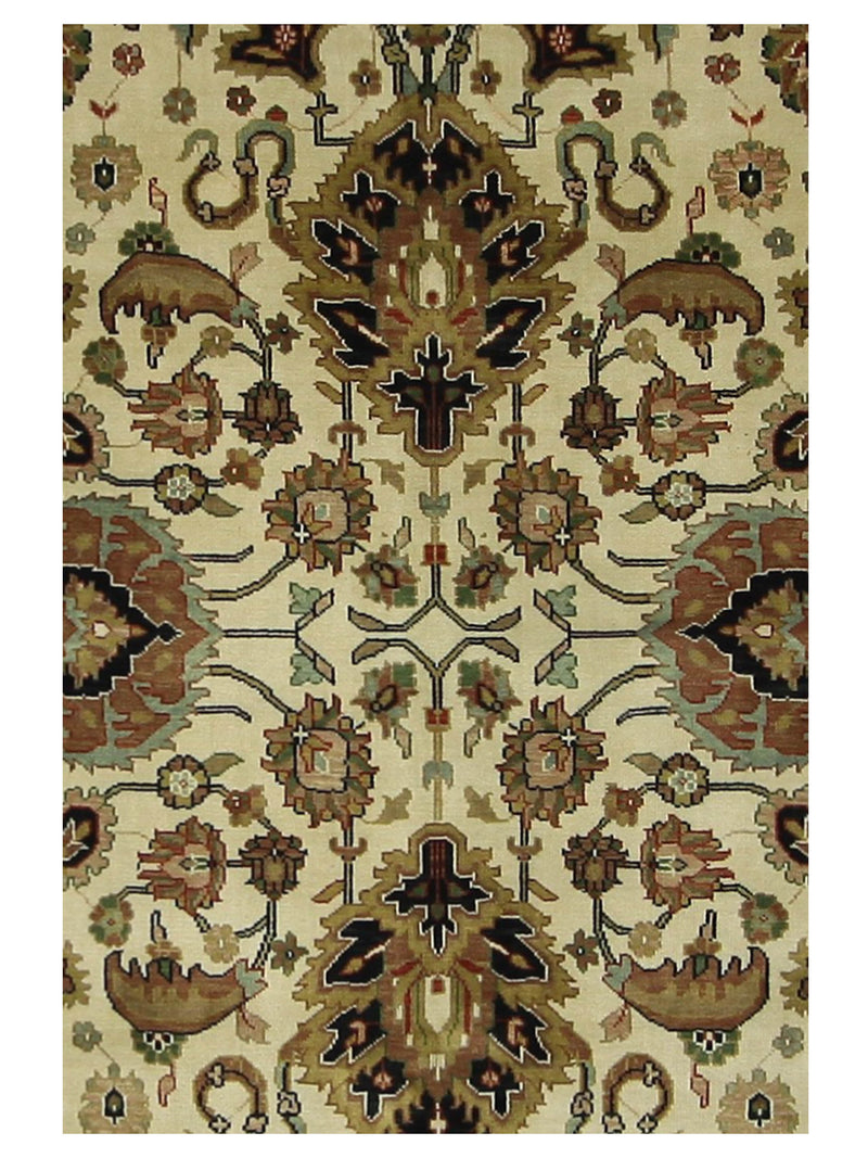 Pacific Tribal 34363 Ivory Green Traditional Hand Knotted Rug