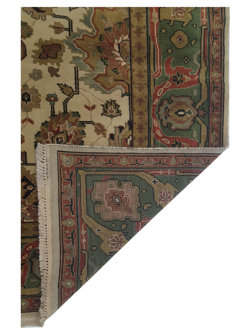 Pacific Tribal 34363 Ivory Green Traditional Hand Knotted Rug