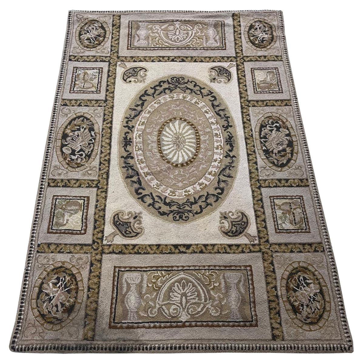 Aura Hook 34432 Beige Beige Transitional Hand Woven Rug