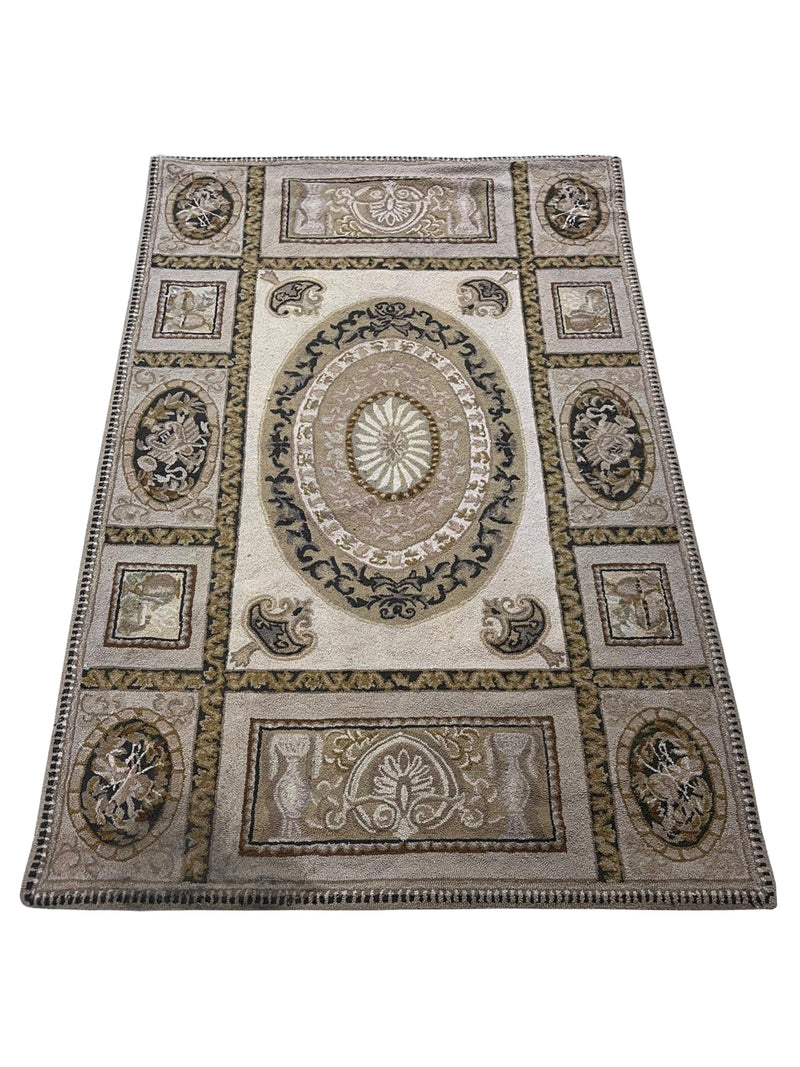 Aura Hook 34432 Beige Beige Transitional Hand Woven Rug