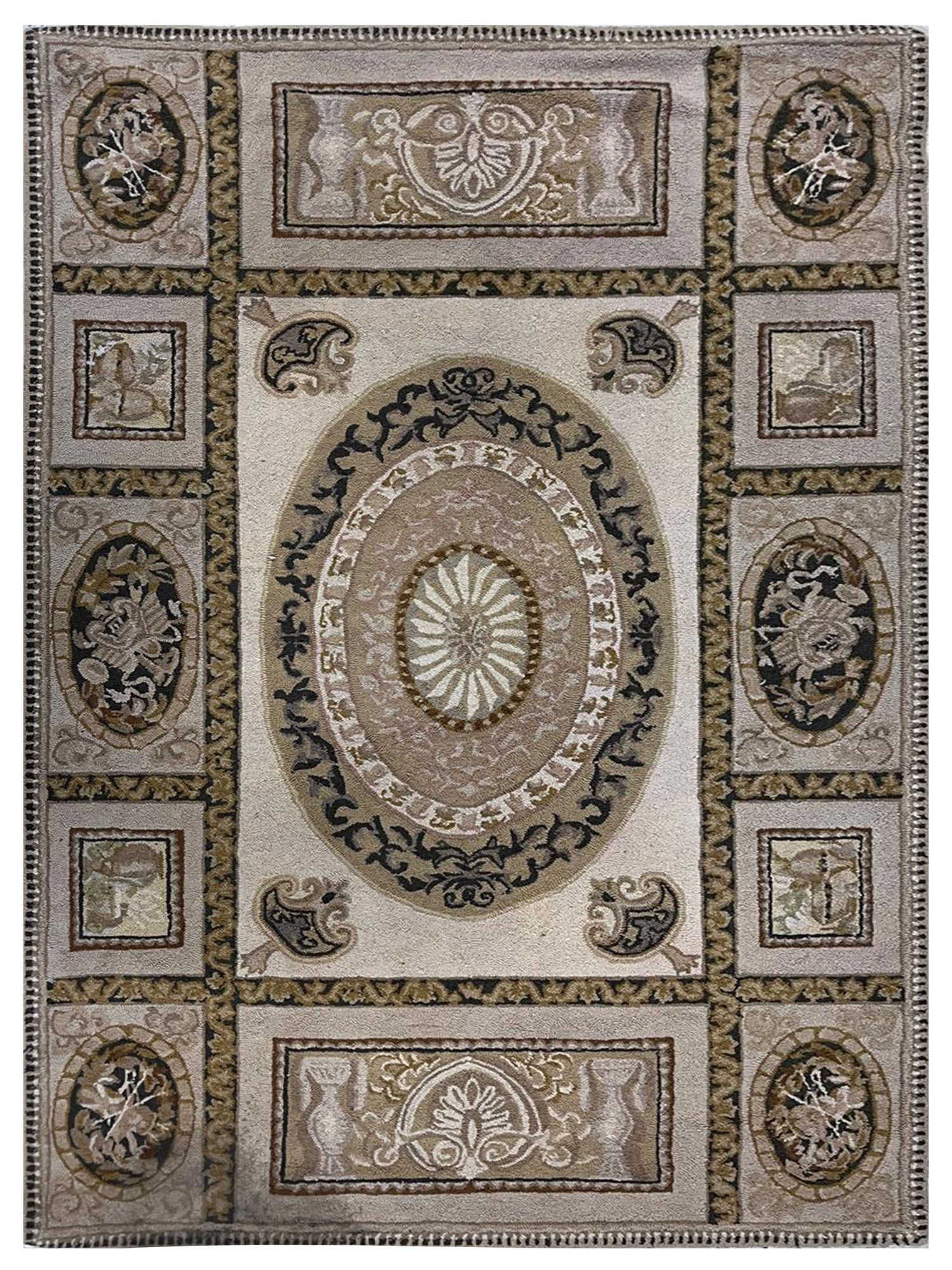 Aura Hook 34432 Beige Beige Transitional Hand Woven Rug