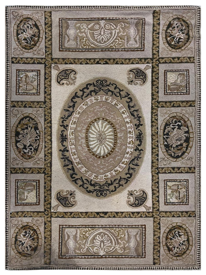 Aura Hook 34432 Beige Beige Transitional Hand Woven Rug