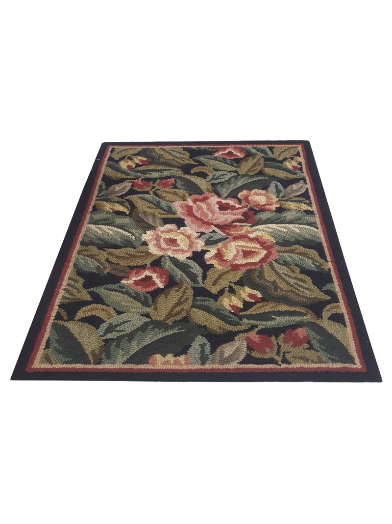 Aura Hook 34435 Black Black Transitional Hand Woven Rug