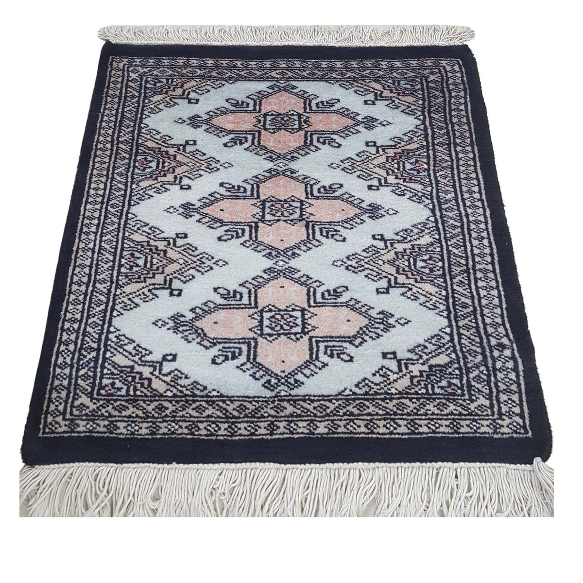 Pacific Bokhara 34439 Lt.Blue Black Traditional Hand Knotted Rug