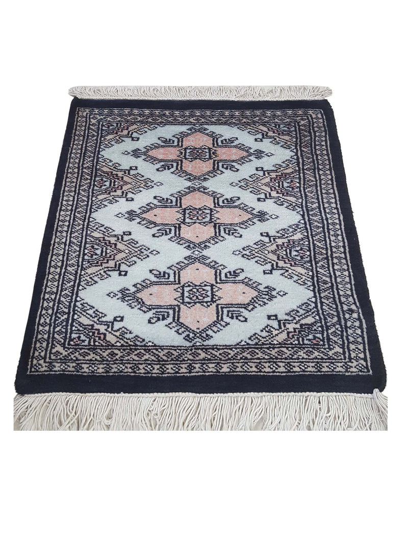 Pacific Bokhara 34439 Lt.Blue Black Traditional Hand Knotted Rug