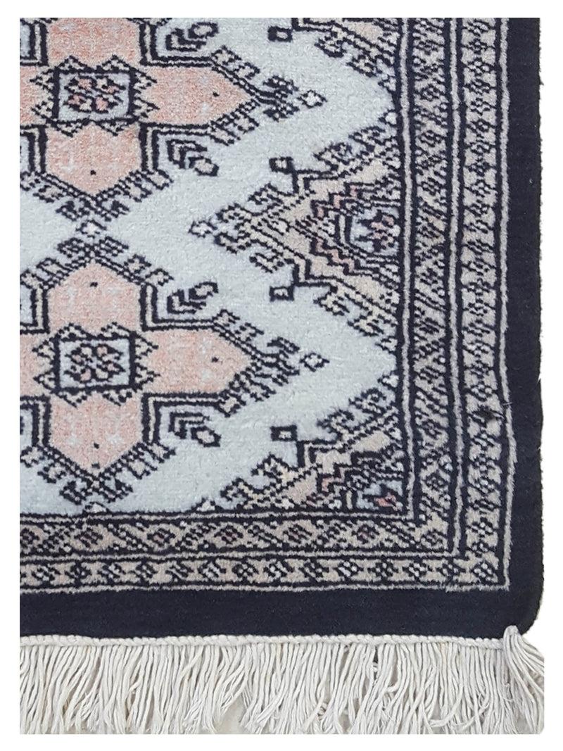 Pacific Bokhara 34439 Lt.Blue Black Traditional Hand Knotted Rug