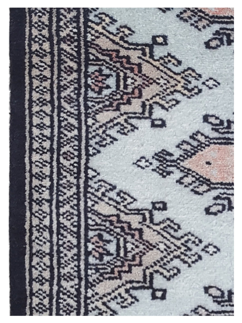 Pacific Bokhara 34439 Lt.Blue Black Traditional Hand Knotted Rug