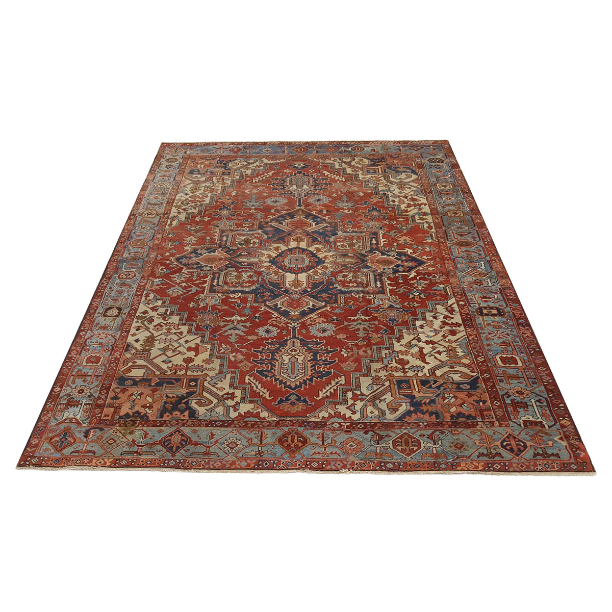 Fasa Antique Serapi 35576 Rust Blue Traditional Antique Rug