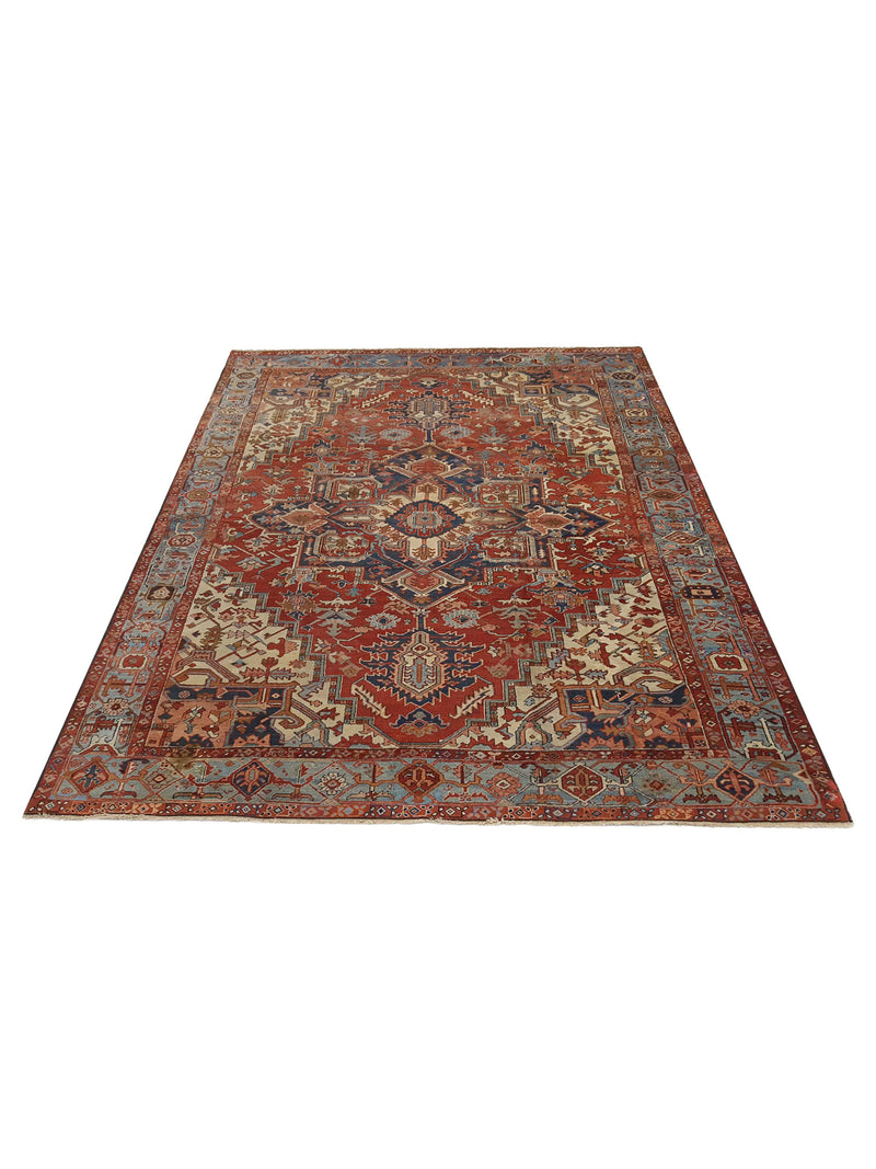 Fasa Antique Serapi 35576 Rust Blue Traditional Antique Rug
