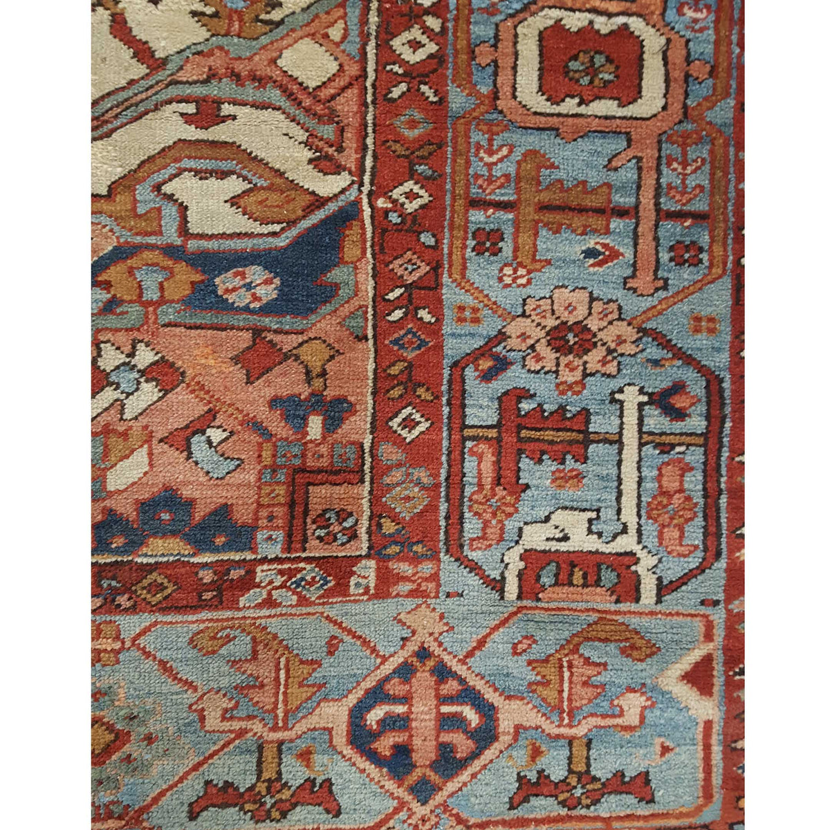 Fasa Antique Serapi 35576 Rust Blue Traditional Antique Rug