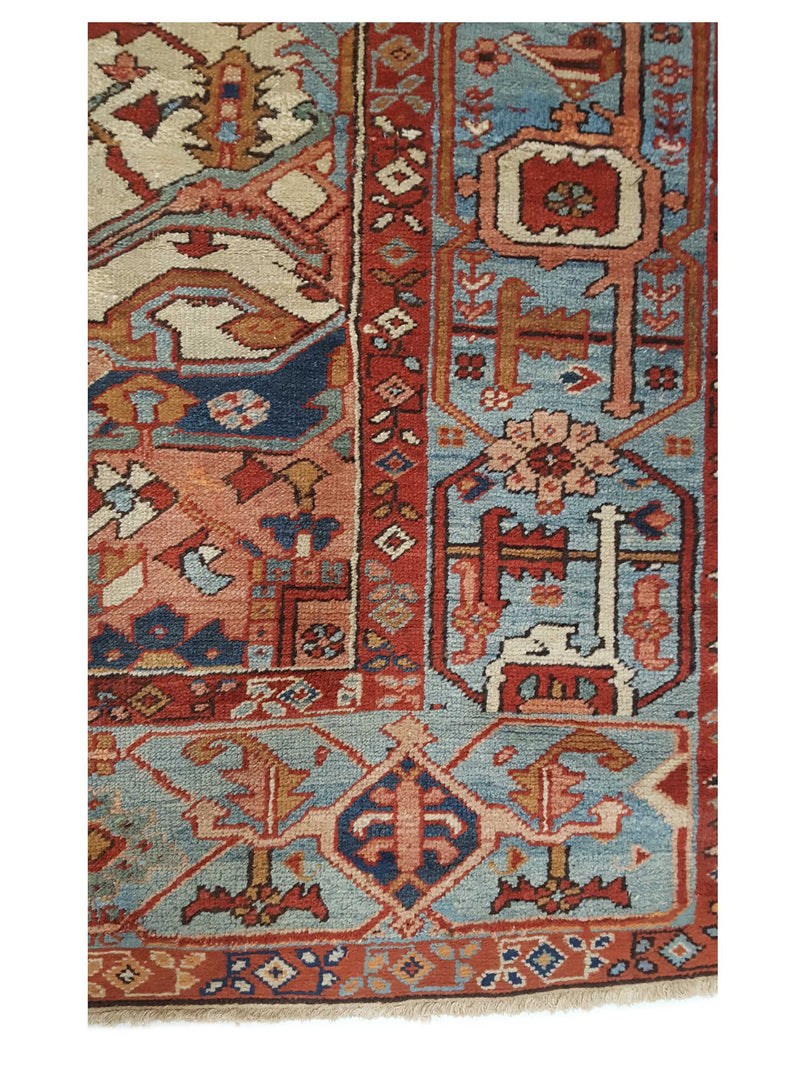 Fasa Antique Serapi 35576 Rust Blue Traditional Antique Rug