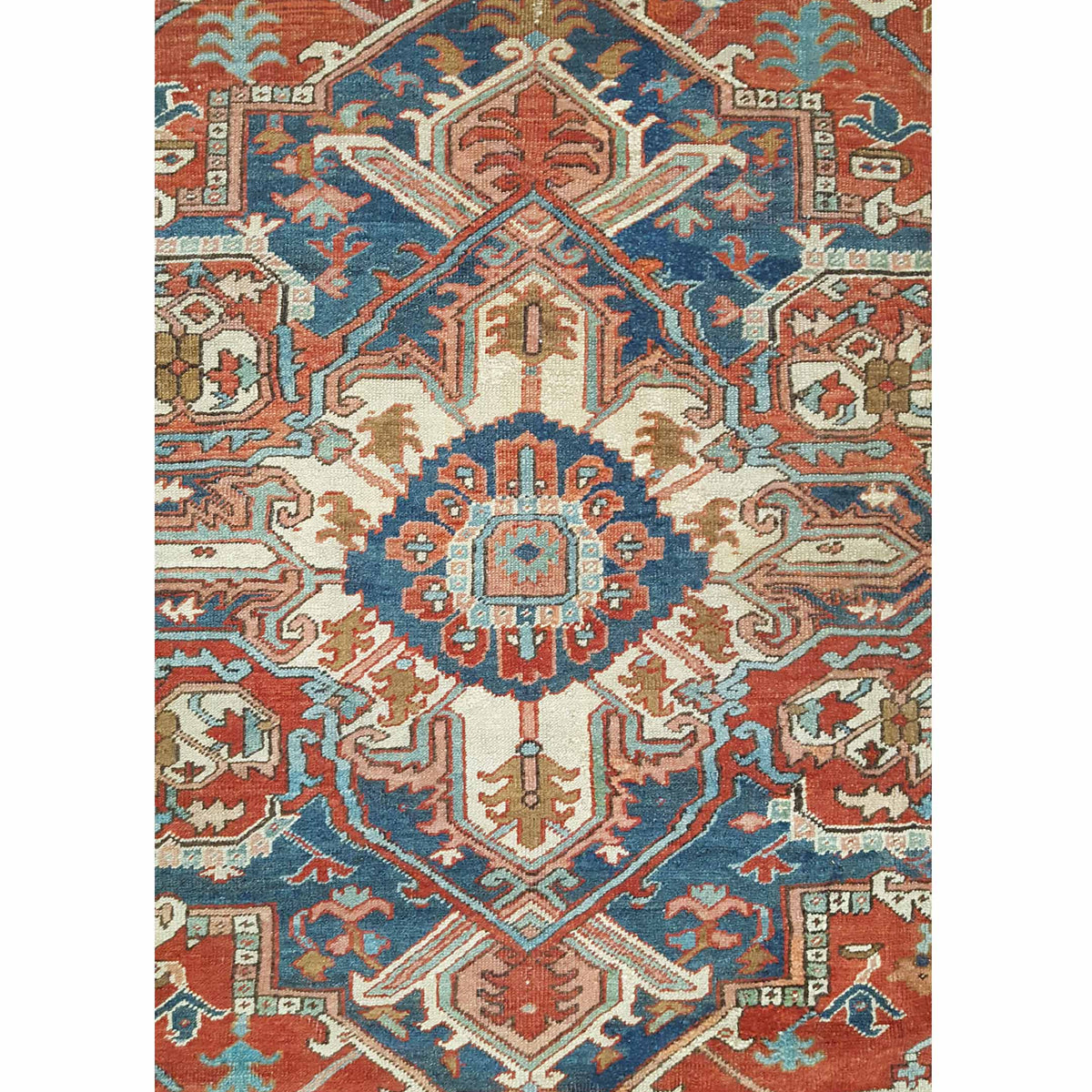 Fasa Antique Serapi 35576 Rust Blue Traditional Antique Rug