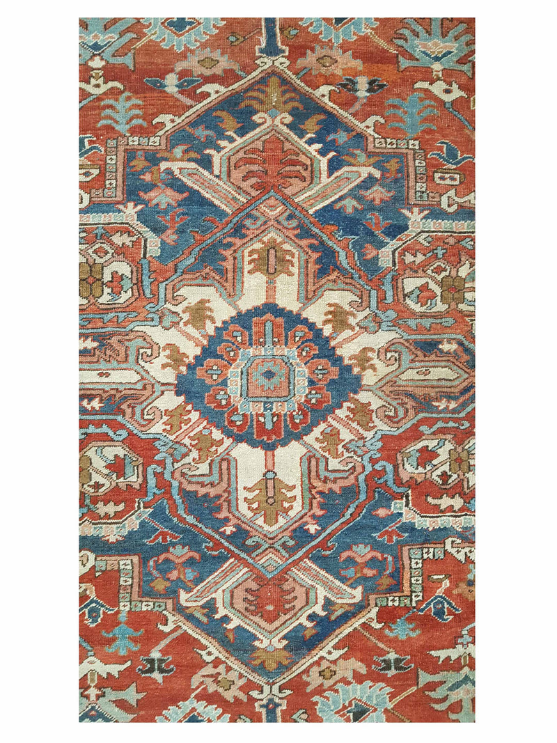 Fasa Antique Serapi 35576 Rust Blue Traditional Antique Rug