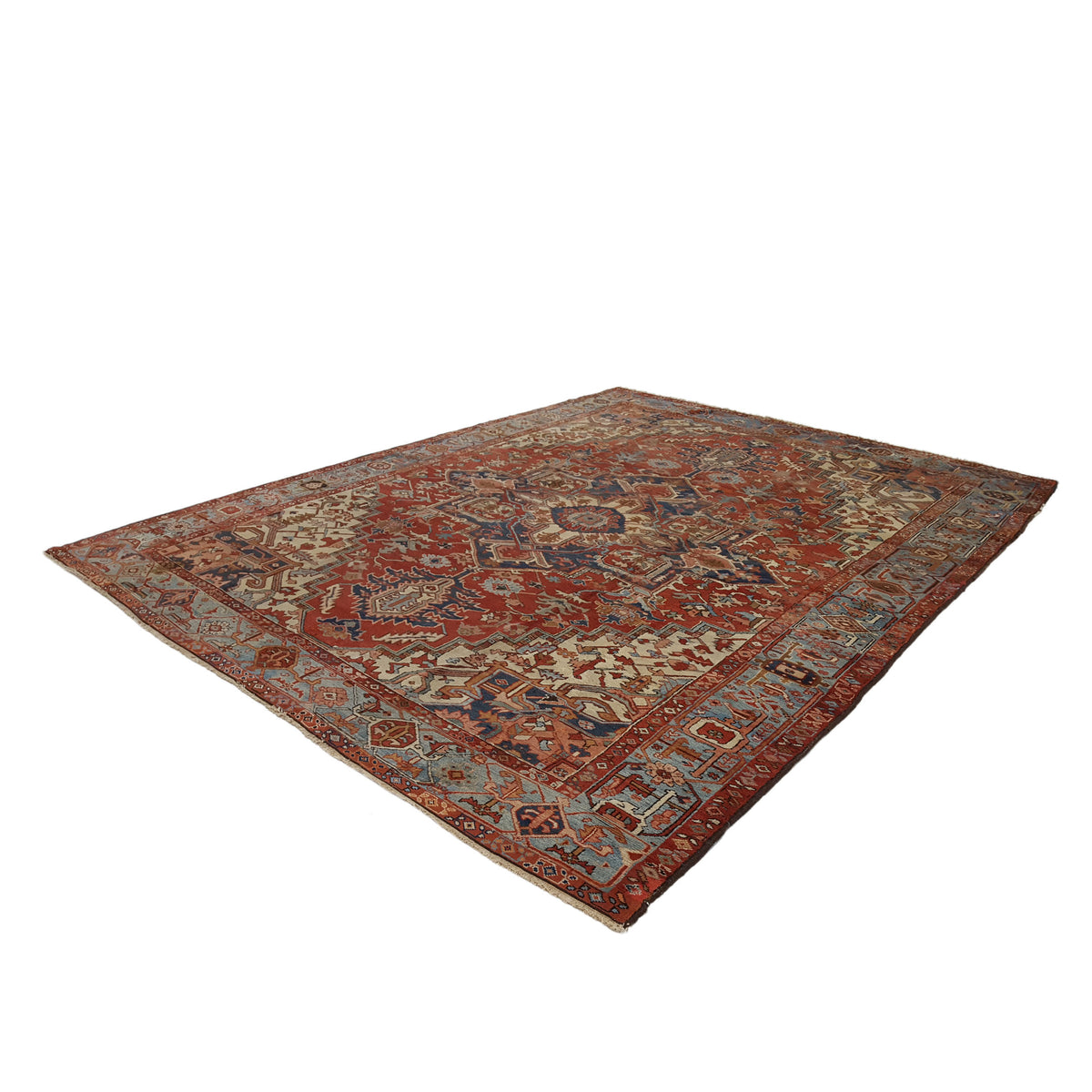 Fasa Antique Serapi 35576 Rust Blue Traditional Antique Rug