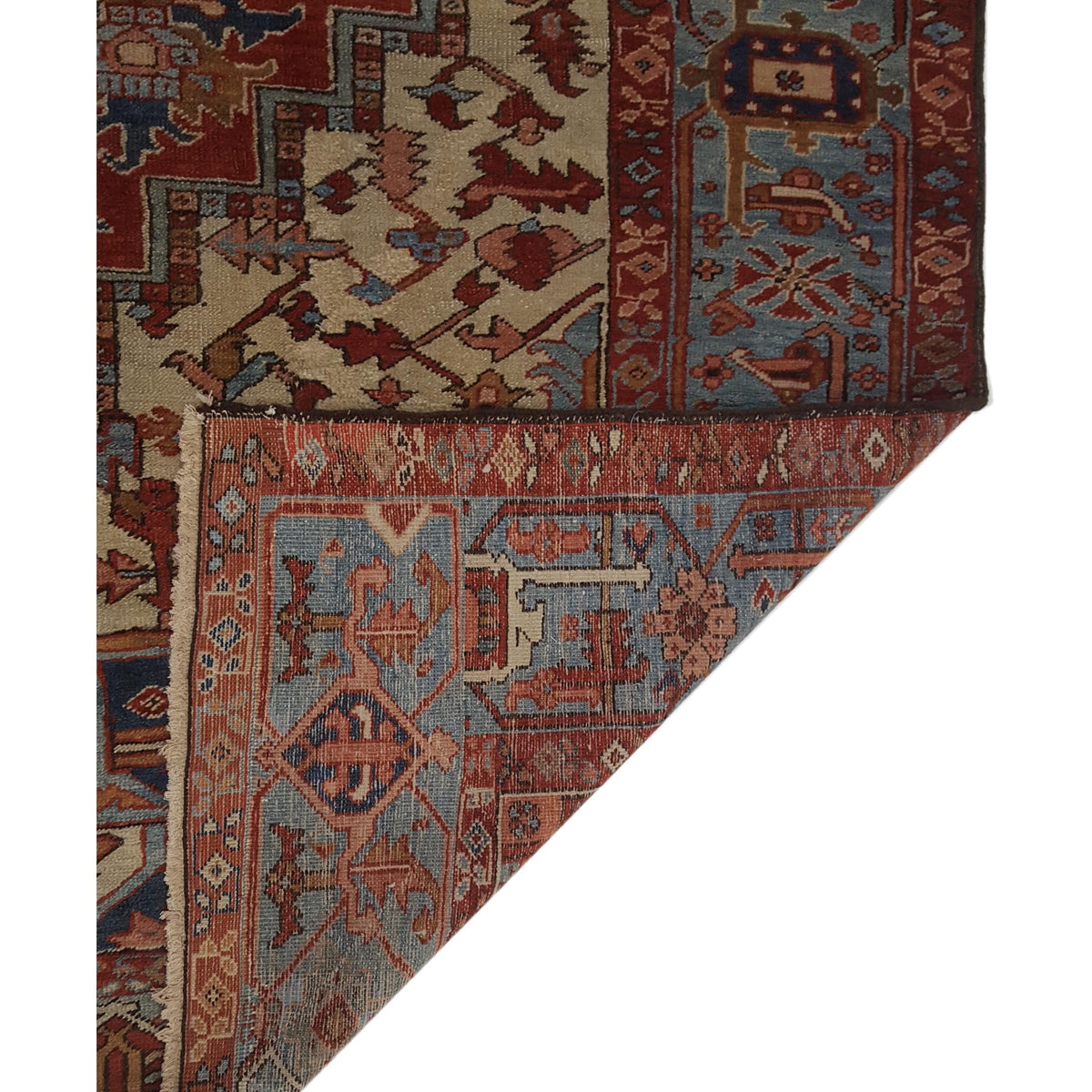 Fasa Antique Serapi 35576 Rust Blue Traditional Antique Rug