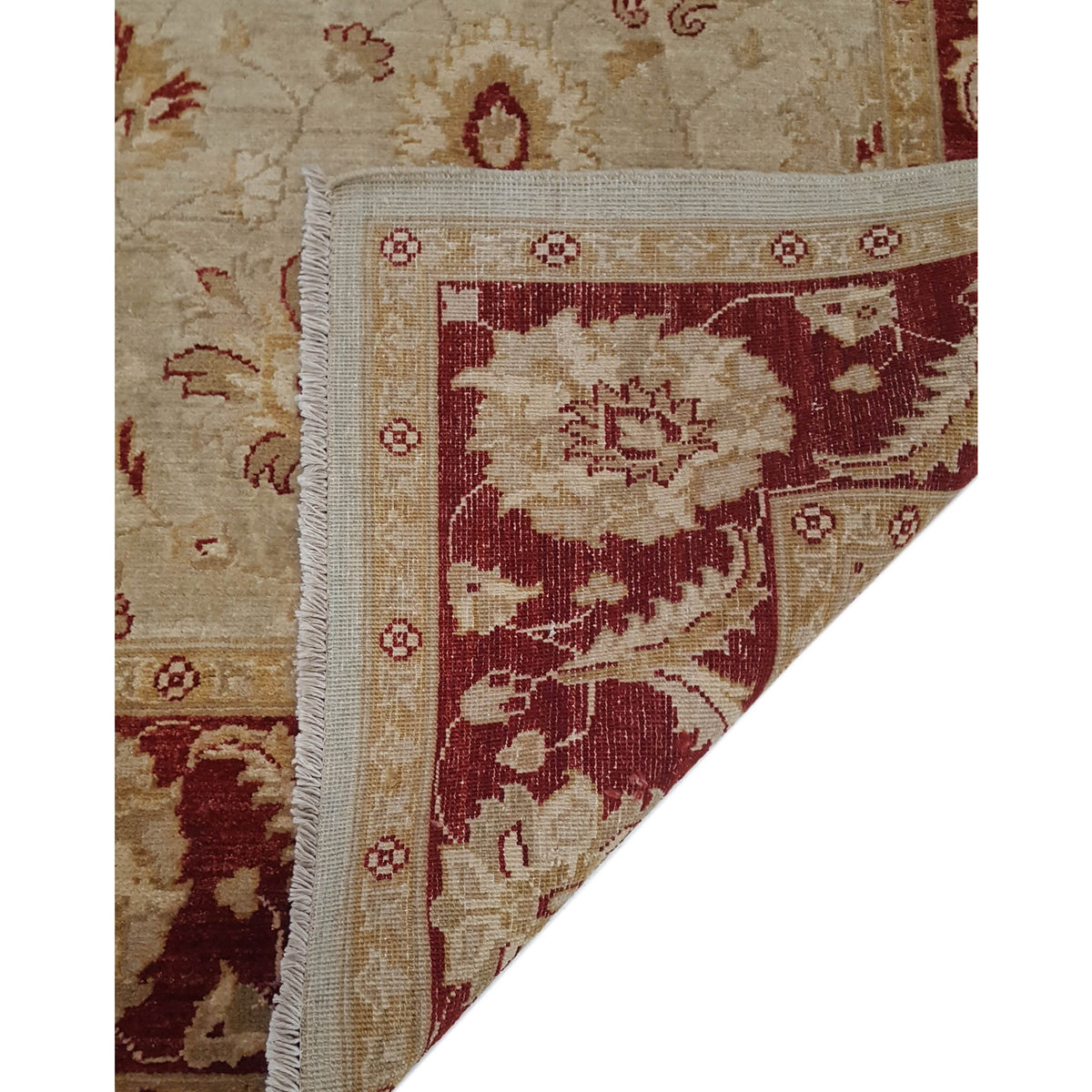 Pacific Ziegler 35599 Olive Burgundy Transitional Hand Knotted Rug