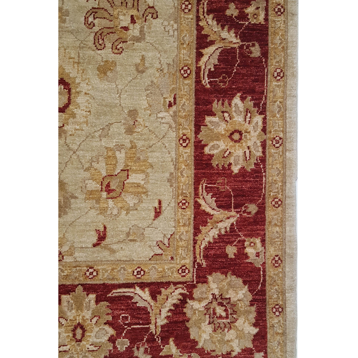 Pacific Ziegler 35599 Olive Burgundy Transitional Hand Knotted Rug