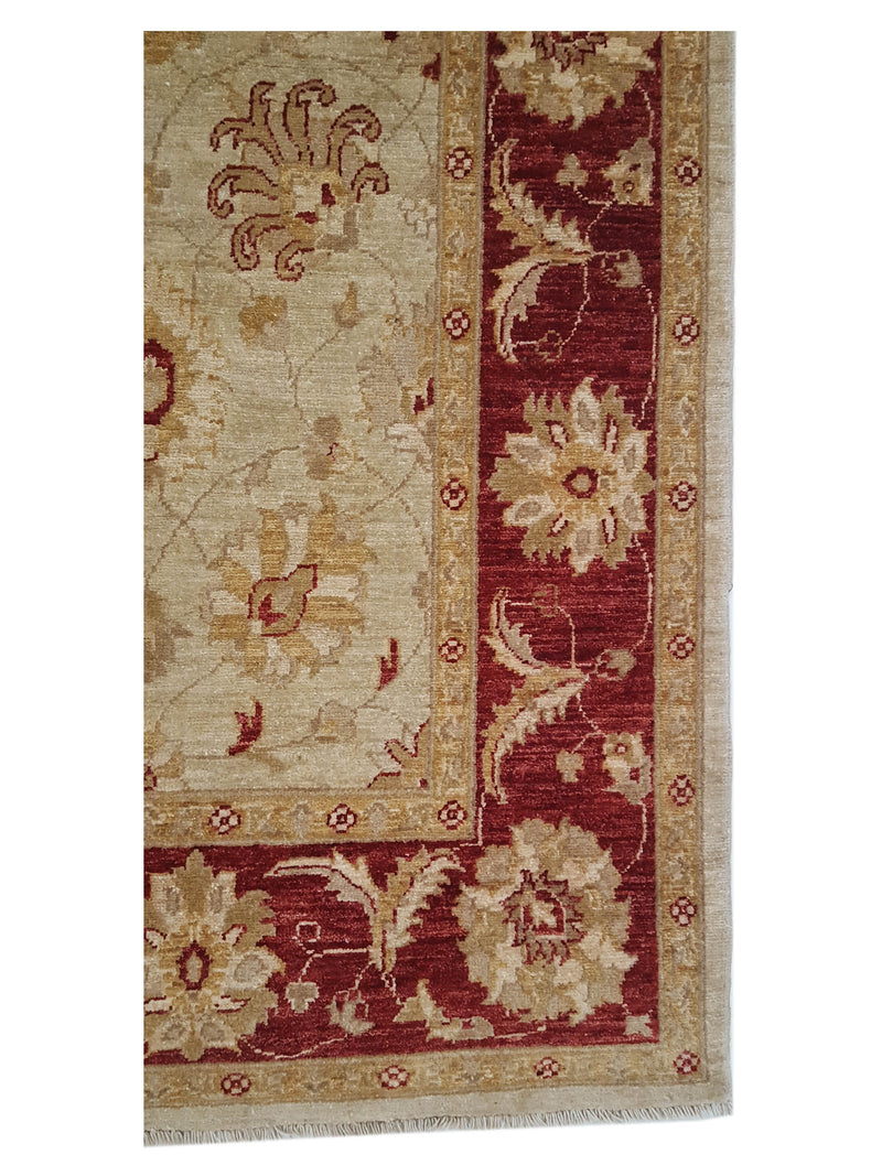 Pacific Ziegler 35599 Olive Burgundy Transitional Hand Knotted Rug