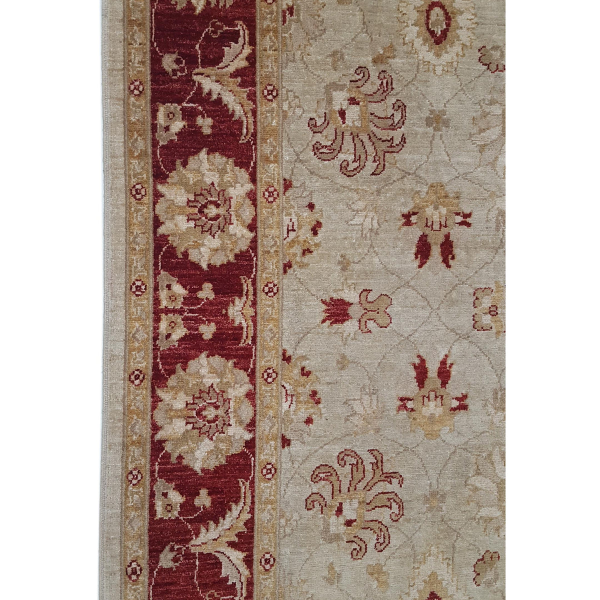 Pacific Ziegler 35599 Olive Burgundy Transitional Hand Knotted Rug