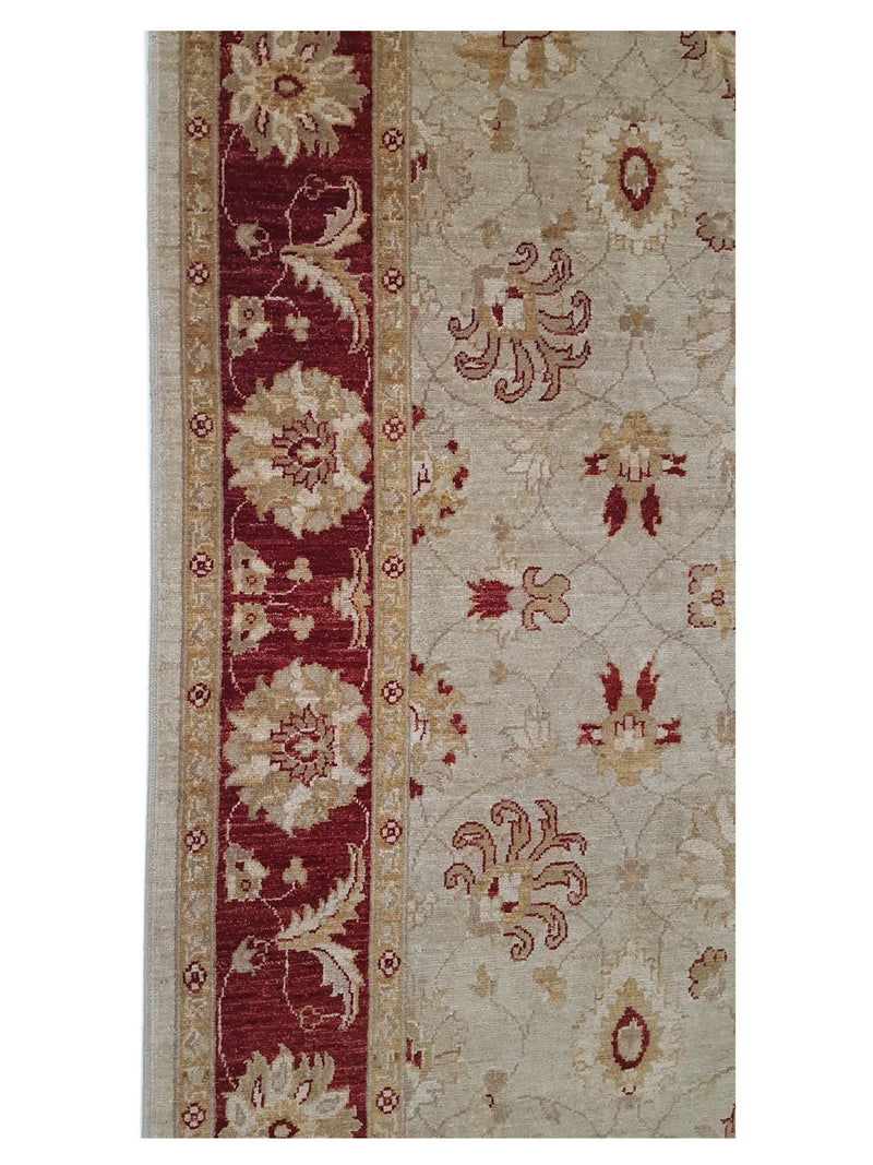 Pacific Ziegler 35599 Olive Burgundy Transitional Hand Knotted Rug