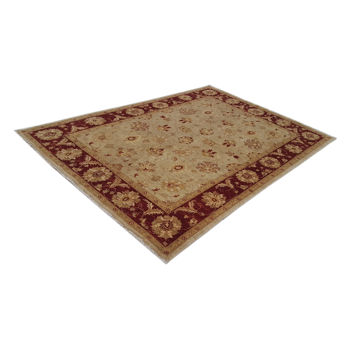 Pacific Ziegler 35599 Olive Burgundy Transitional Hand Knotted Rug