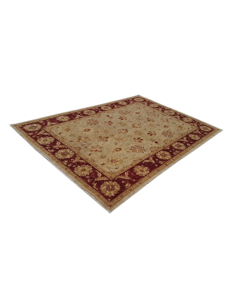Pacific Ziegler 35599 Olive Burgundy Transitional Hand Knotted Rug