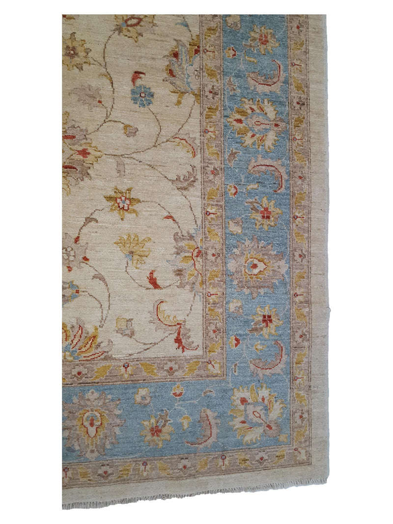Pacific Ziegler 35604 Ivory Blue Transitional Hand Knotted Rug