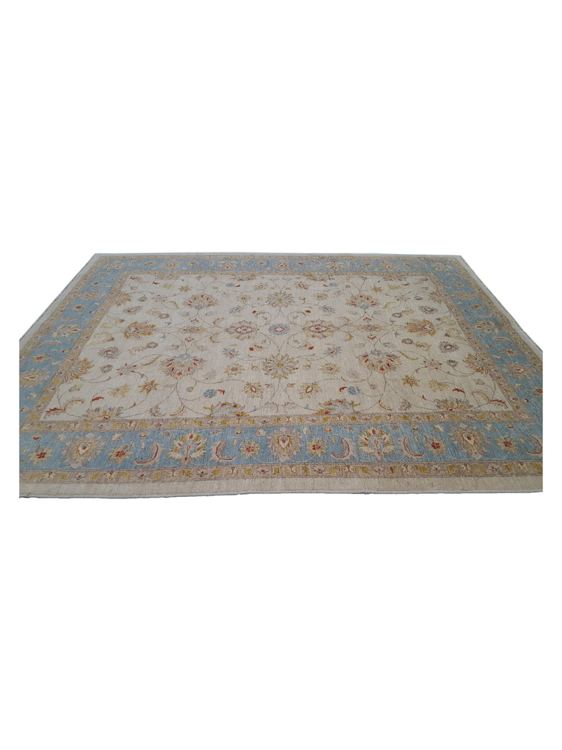 Pacific Ziegler 35604 Ivory Blue Transitional Hand Knotted Rug