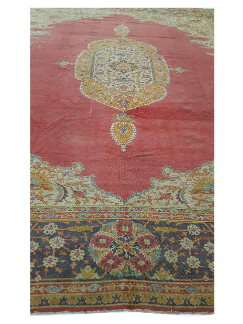 Fasa Antique Ushak 35636 Rust Brown Traditional Antique Rug