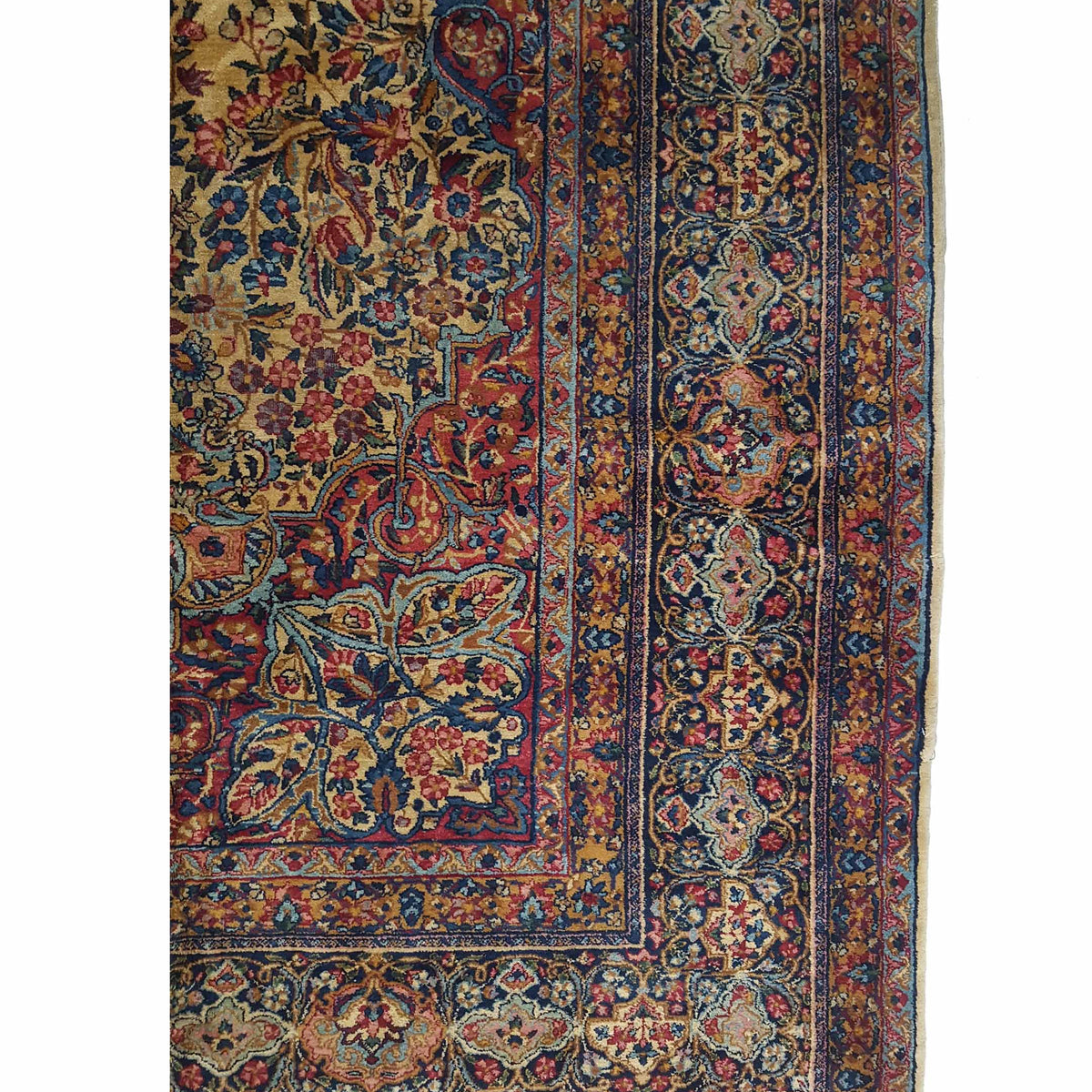 Fasa Antique Lavar Kerman 36161 Camel Multi Traditional Antique Rug