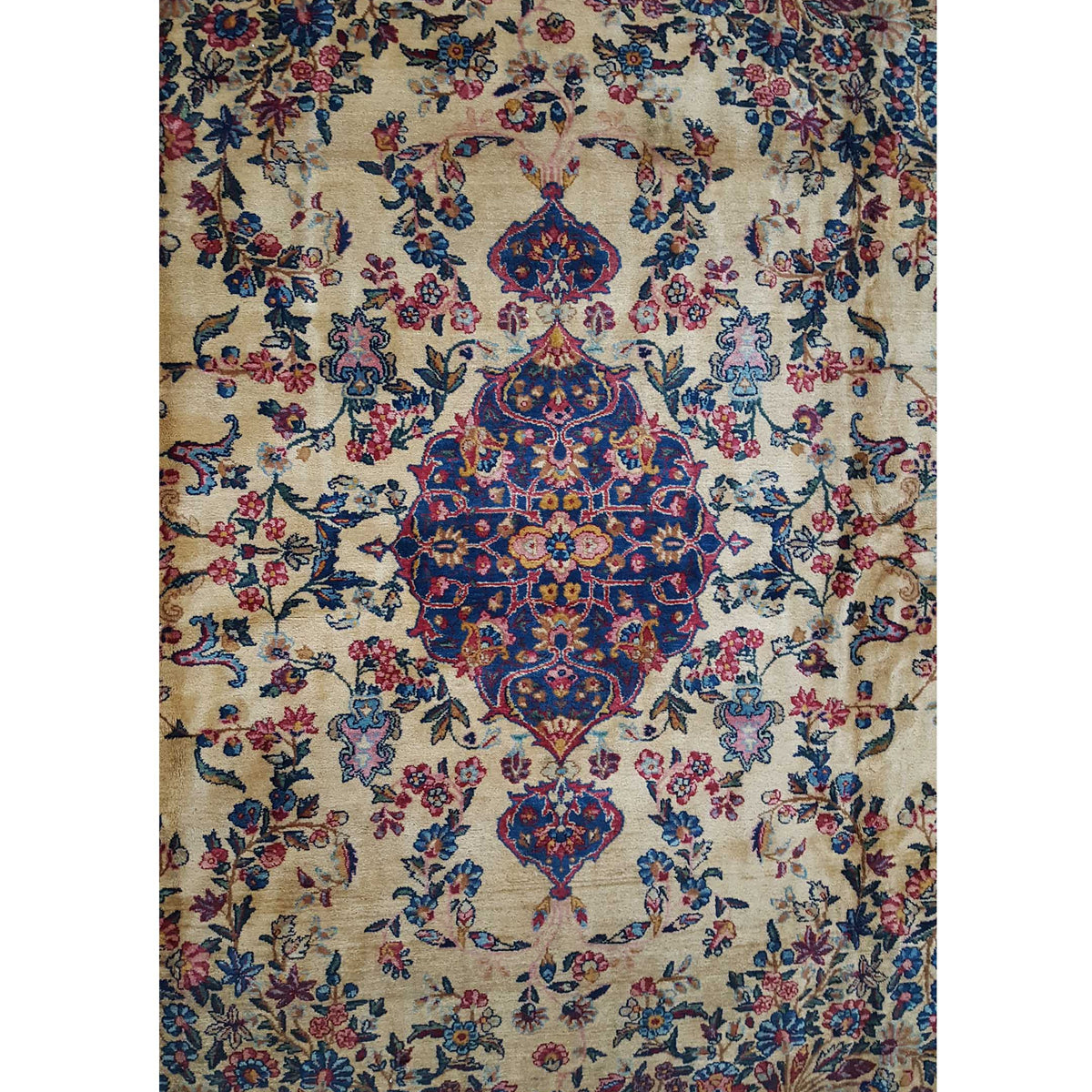 Fasa Antique Lavar Kerman 36161 Camel Multi Traditional Antique Rug