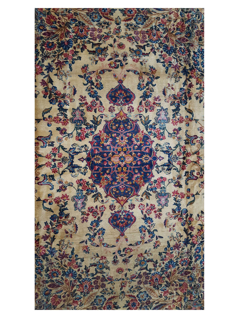 Fasa Antique Lavar Kerman 36161 Camel Multi Traditional Antique Rug