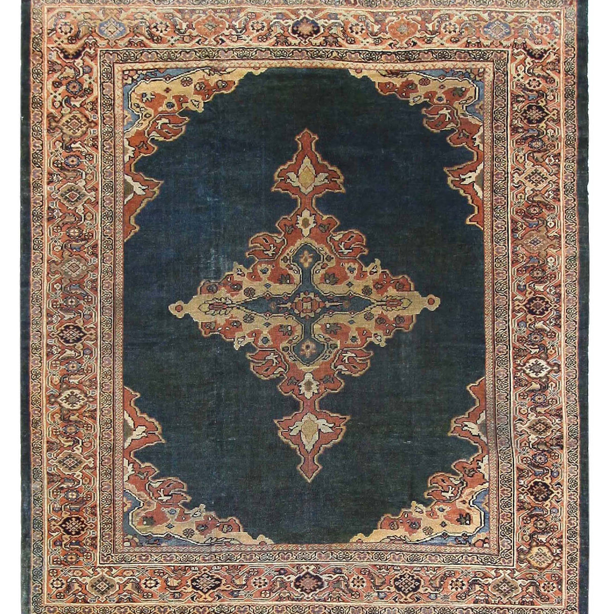 Fasa Antique Ziegler  Indigo Rust Traditional
