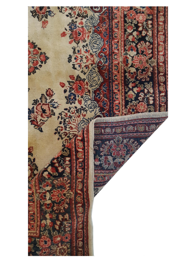 Fasa Antique Sarouk 36163 Ivory Brown Traditional Antique Rug