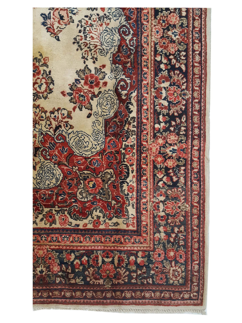 Fasa Antique Sarouk 36163 Ivory Brown Traditional Antique Rug