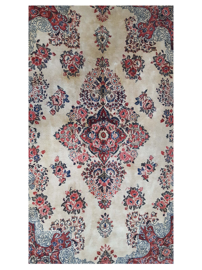 Fasa Antique Sarouk 36163 Ivory Brown Traditional Antique Rug