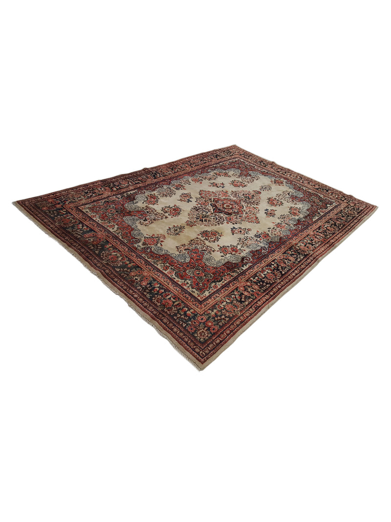 Fasa Antique Sarouk 36163 Ivory Brown Traditional Antique Rug