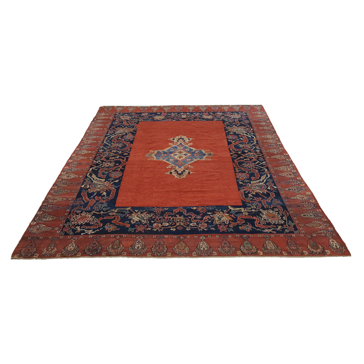 Fasa Antique Farahan 36194 Rust Indigo Traditional Antique Rug