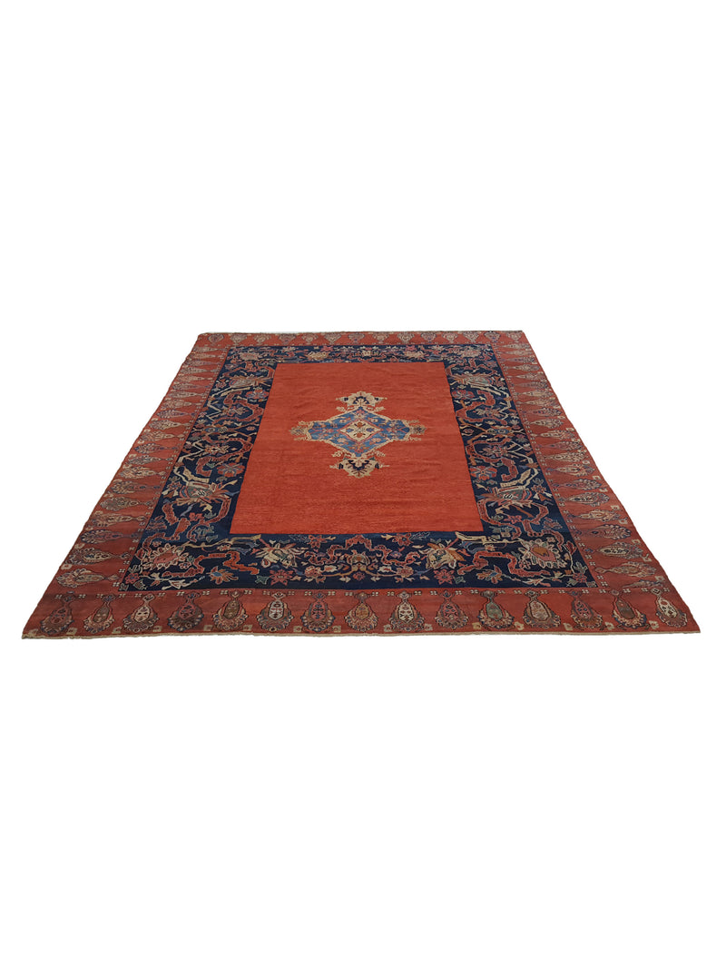 Fasa Antique Farahan 36194 Rust Indigo Traditional Antique Rug