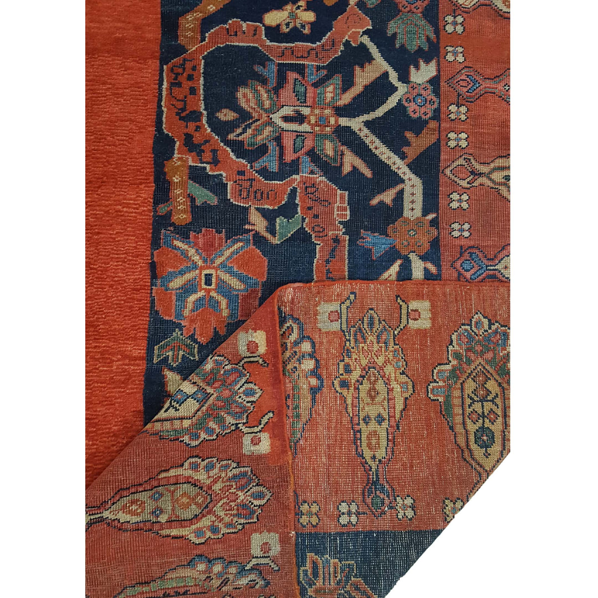 Fasa Antique Farahan 36194 Rust Indigo Traditional Antique Rug