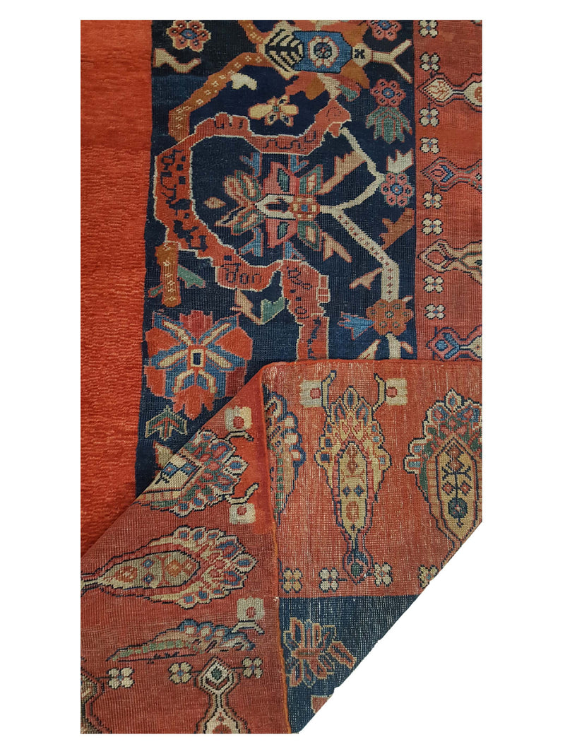 Fasa Antique Farahan 36194 Rust Indigo Traditional Antique Rug