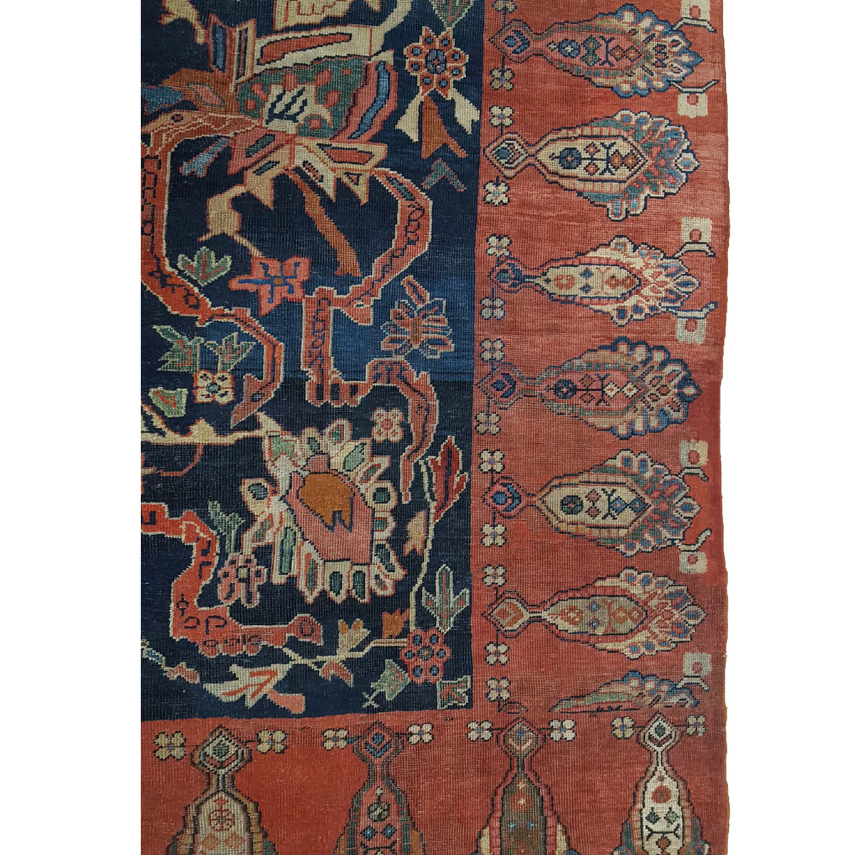Fasa Antique Farahan 36194 Rust Indigo Traditional Antique Rug
