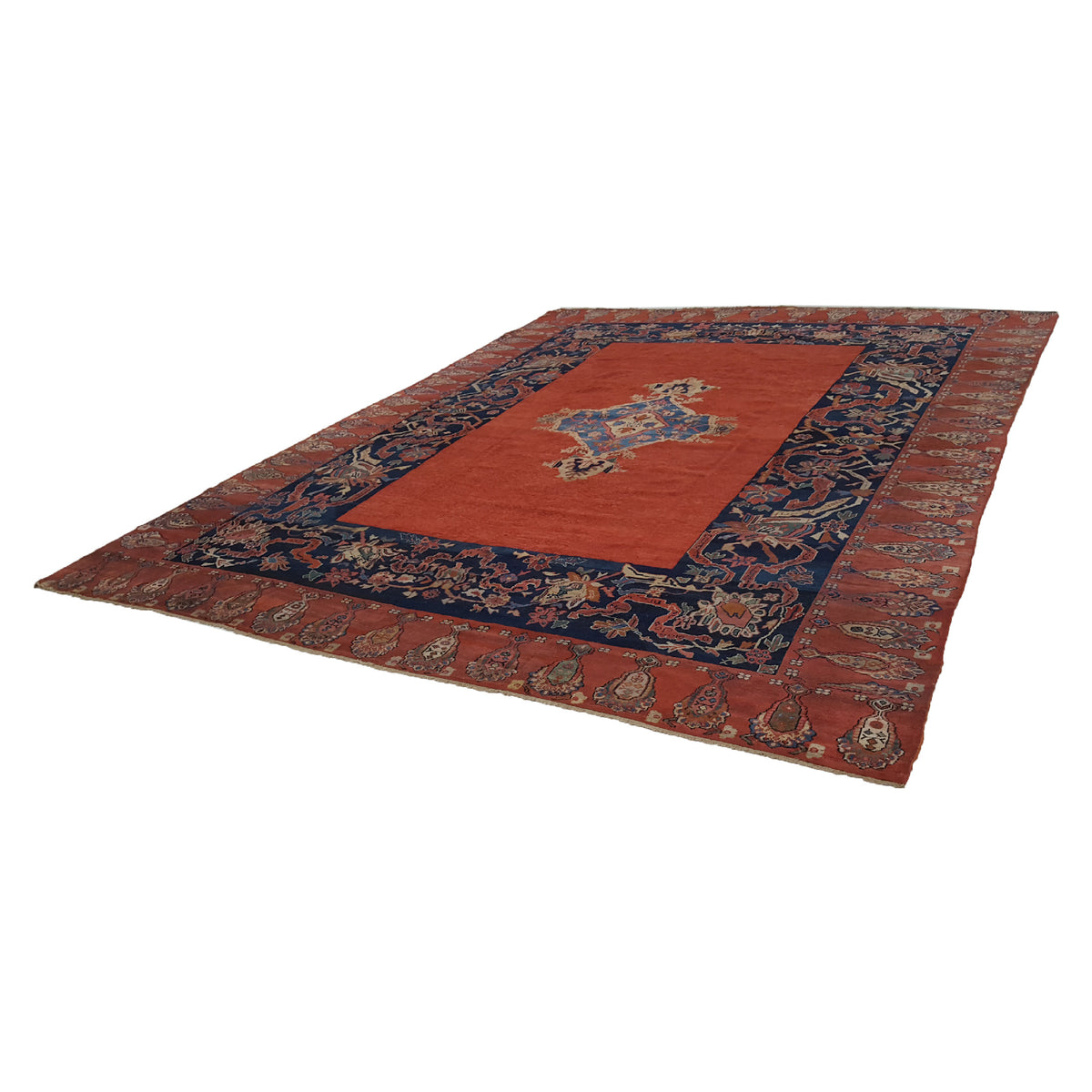 Fasa Antique Farahan 36194 Rust Indigo Traditional Antique Rug