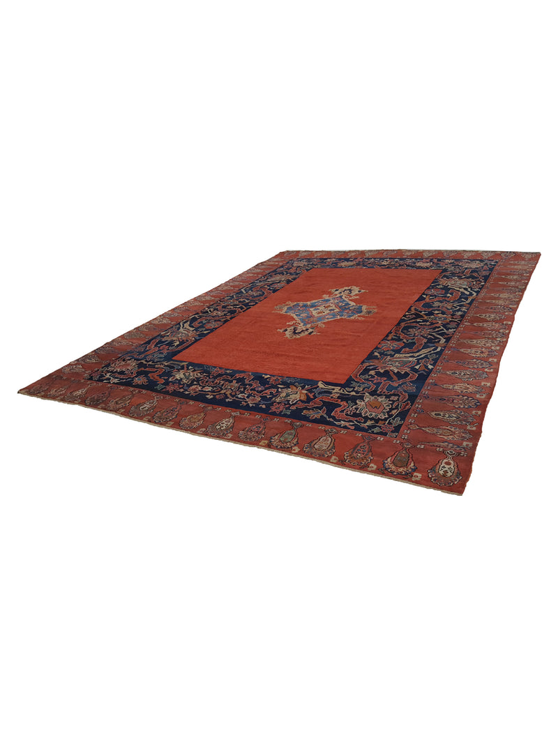 Fasa Antique Farahan 36194 Rust Indigo Traditional Antique Rug