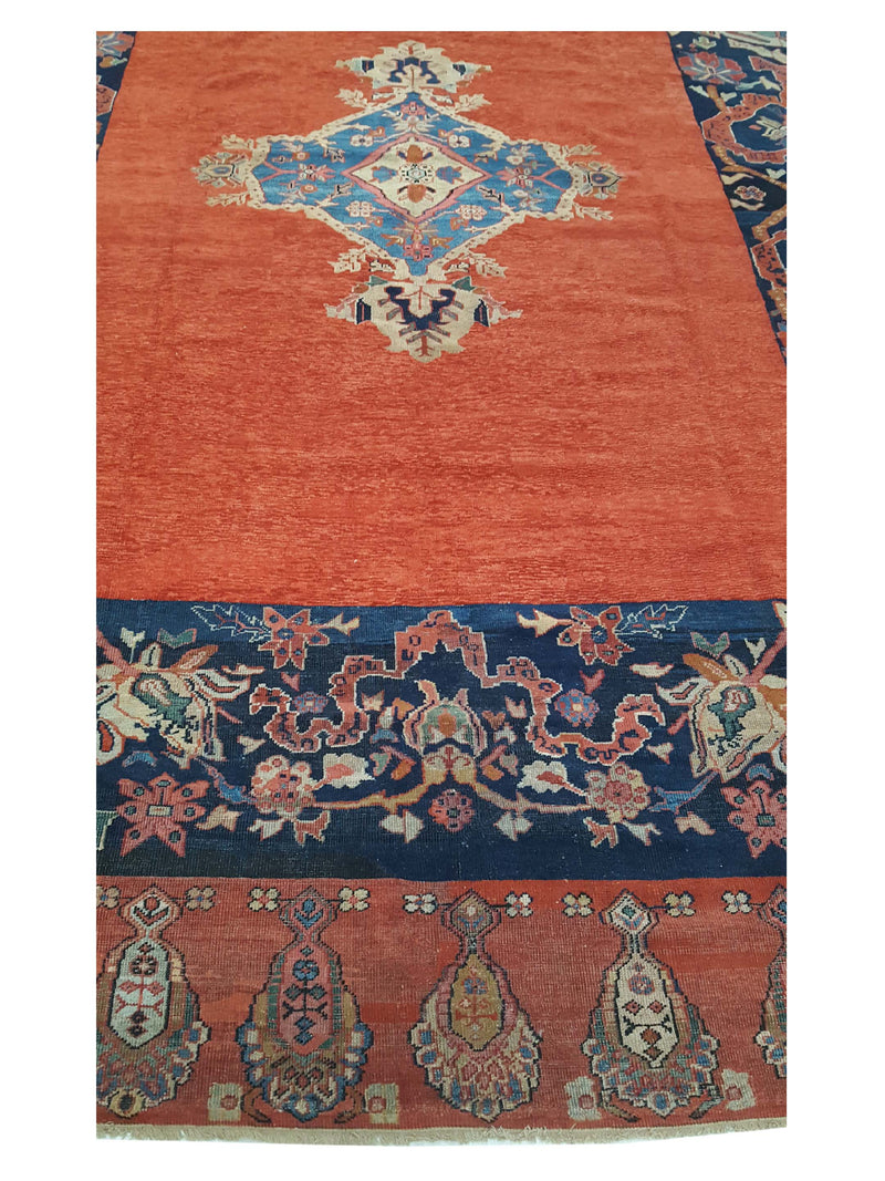 Fasa Antique Farahan 36194 Rust Indigo Traditional Antique Rug